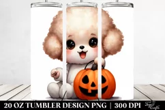 Cute Baby Bichpoo with Jack-o Lantern, Sublimation Clipart Product Image 2