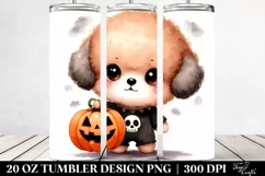 Cute Baby Bichpoo with Jack-o Lantern, Sublimation Clipart Product Image 2