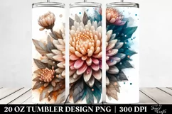 20 Oz Tumbler Sublimation | Abstract Stained Chrysanthemum Product Image 2