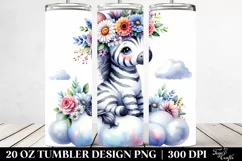 Cartoon-Style Zebra with Flower Crown 20 Oz Tumbler Product Image 2