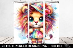 Colorful Baby Lion in Summer Outfit | 20 Oz Tumbler Product Image 2