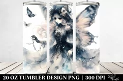 Washed Watercolor Gothic Fairy, Transparent 20 Oz Tumbler Product Image 2