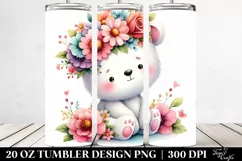 Sitting Bear with Flower Crown 20 Oz Tumbler Product Image 2