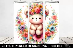 Sitting Bear with Flower Crown 20 Oz Tumbler Product Image 2