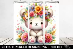 Sitting Bear with Flower Crown 20 Oz Tumbler Product Image 2