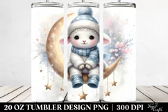 Cute Baby Lamb in Winter Digital Painting | 20 oz Tumbler Product Image 2