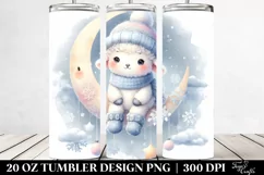 Cute Baby Lamb in Winter Digital Painting | 20 oz Tumbler Product Image 2