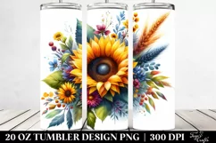 20 Oz Tumbler Sublimation | Vibrant Sunflower Bouquet Product Image 2