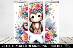 Monkey on Star with Flower Crown 20 Oz Tumbler Product Image 2