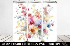 Colorful Orchid Gold Washed Watercolor | 20 oz Tumbler Product Image 2