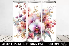 Colorful Orchid Gold Washed Watercolor | 20 oz Tumbler Product Image 2