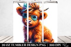 Smiling Baby Highland Cow with Flowers PNG Product Image 2
