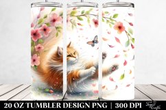 tumbling Cat with Spring Petals Tumbler Design Product Image 2