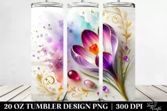 20 Oz Tumbler Sublimation | Colorful Crocus on Wooden Product Image 2