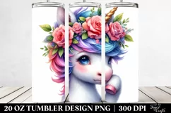 Cute Baby Unicorn Playing, Transparent 20 Oz Tumbler Product Image 2
