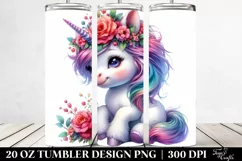 Cute Baby Unicorn Playing, Transparent 20 Oz Tumbler Product Image 2