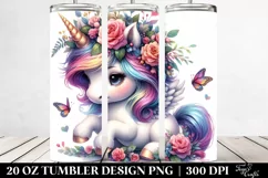 Cute Baby Unicorn Playing, Transparent 20 Oz Tumbler Product Image 2