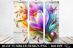 20 Oz Tumbler Sublimation | Colorful Crocus on Wooden Product Image 2