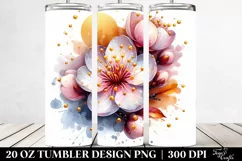 20 Oz Tumbler Sublimation | Shiny Cherry Blossom with Product Image 2