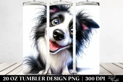 Crazy Looking Watercolor Border Collie | 20 Oz Tumbler Product Image 2