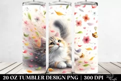 Cat Tumbling with Spring Petals | 20 Oz Tumbler Product Image 2