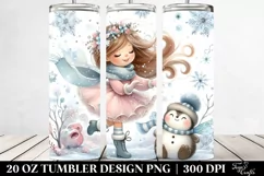 Cute Fairy Tumbling with Snowflakes Clipart Product Image 2