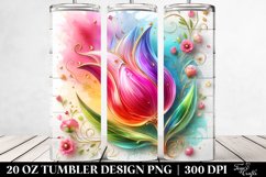 20 Oz Tumbler Sublimation | Colorful Tulip on Wooden Product Image 2
