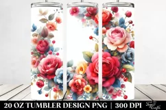 Colorful Floral Frame with Red Roses | 20 Oz Tumbler Product Image 2