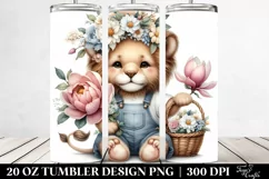 Whimsical Cute Lion Basket Magnolia | 20 Oz Tumbler Product Image 2