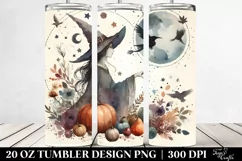 Washed Watercolor Retro Witch | 20 oz Tumbler Product Image 2