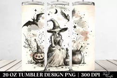 Washed Watercolor Retro Witch | 20 oz Tumbler Product Image 2