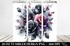 Vibrant Watercolor Black Roses | 20 Oz Tumbler Product Image 2