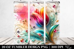 20 Oz Tumbler Sublimation | Colorful Tulip on Wooden Product Image 2