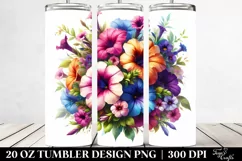 20 Oz Tumbler Sublimation | Vibrant Petunia Bouquet Product Image 2