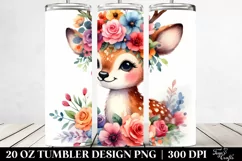 Cartoon-Style Watercolor Deer with Flower Crown 20 Oz Product Image 2