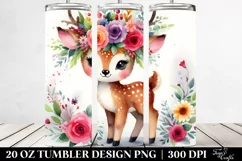 Cartoon-Style Watercolor Deer with Flower Crown 20 Oz Product Image 2