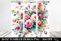 Colorful Abstract Pink Roses, Transparent 20 Oz Tumbler Product Image 2