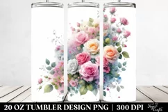 Colorful Abstract Pink Roses, Transparent 20 Oz Tumbler Product Image 2