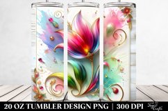20 Oz Tumbler Sublimation | Colorful Tulip on Wooden Product Image 2