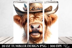 Watercolor Highland Cow Portrait Sun Hat | 20 Oz Tumbler Product Image 2