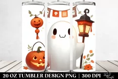Simple Digital Painting Cute Ghost | 20 oz Tumbler Product Image 2