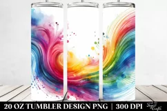 Colorful Watercolor Abstract Rainbow | 20 Oz Tumbler Product Image 2