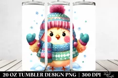 Cute Angry Chicken in Winter 20 Oz Tumbler Product Image 2