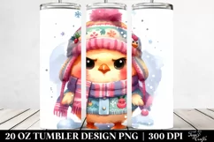 Cute Angry Chicken in Winter 20 Oz Tumbler Product Image 2