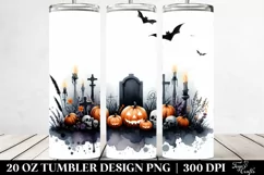 Watercolor Style Halloween Image with TOMBSTONE | 20 oz Product Image 2