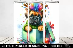 Vibrant Bullmastiff with Reindeer Horns Product Image 2