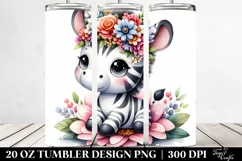 Cartoon Zebra Sitting | 20 oz Tumbler Product Image 2