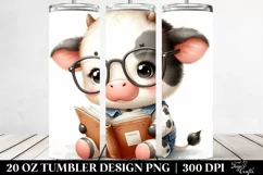 Cute Baby Cow Reading | 20 oz Tumbler Product Image 2