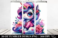 Cute Unicorn Sitting | 20 oz Tumbler Product Image 2