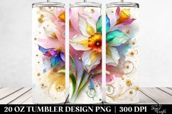 20 Oz Tumbler Sublimation | Colorful Narcissus with Gold Product Image 2